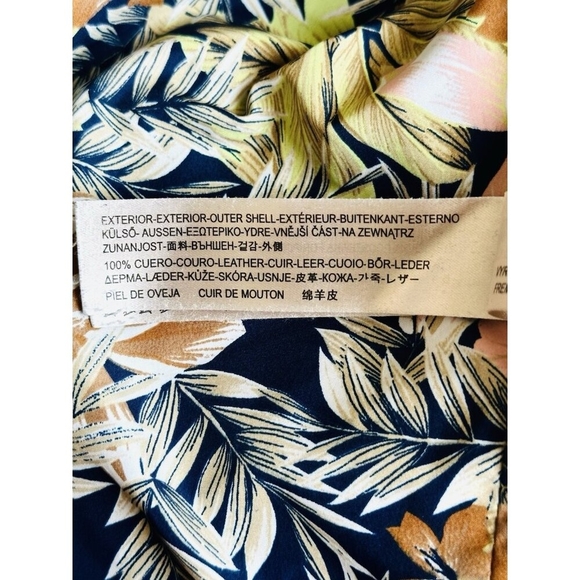 Massimo Dutti Women’s Blue Leather Biker Jacket Zip Front Size M - Picture 8 of 9